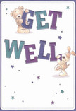 Bright with hope and brimming with charm, this get well card features two whimsical friends-an affectionate teddy bear and a cheerful puppy, illustrated with soft, comforting fur-balancing the bold, colourful letters spelling 'Get Well.' They appear as if ready to spring from the card and bring joy to someone on a quiet street near Beddington Corner. The text's deep blues and vibrant teals pop against a clean, cream backdrop, conveying clarity and inviting resilience. Around the characters, stars in varying purples and blue hues add a sense of gentle magic and forward-looking optimism, much like a bouquet designed to comfort and delight. The tactile textures suggest warmth and sincere care, echoing the thoughtful touch of a hand-tied arrangement from Flower Delivery Beddington-a token of encouragement made to spread light and genuine kindness to anyone on the road to recovery within the heart of the community.